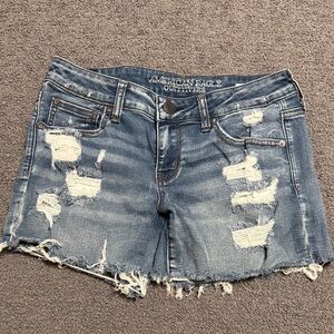 American Eagle Outfitters Light Blue Ripped Jean Shorts
